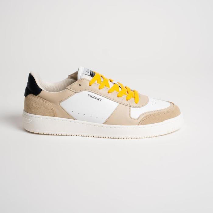 Beige Læder Low Sneakers til Mænd med Detaljer