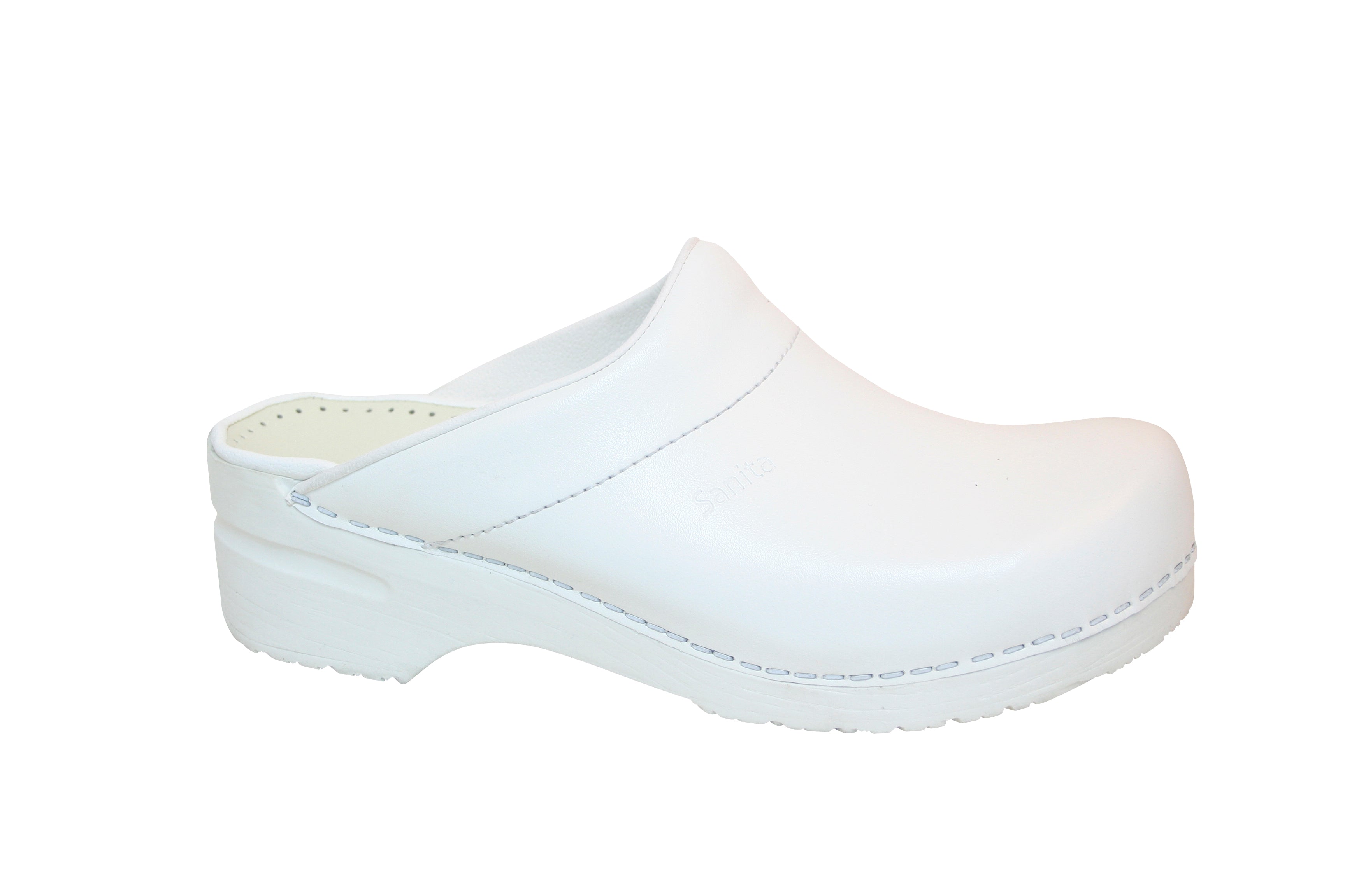Sanita Dame Træsko 15000047 - Hvid Gummisål Uden Hælkappe