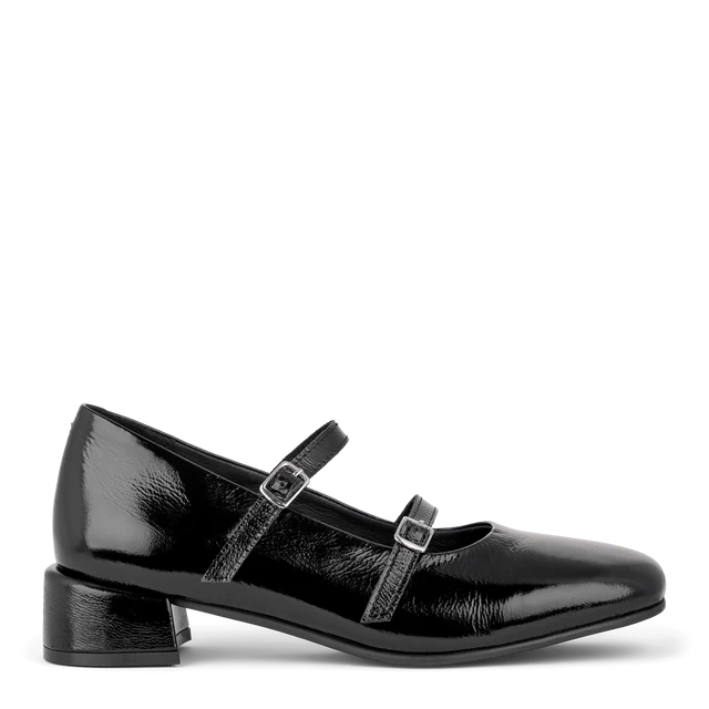 Elegant Paris Low Heel Pumper i Sort Lak fra Green Comfort