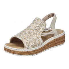 Rieker Damesandal med Kilehæl i Beige - 42-0748