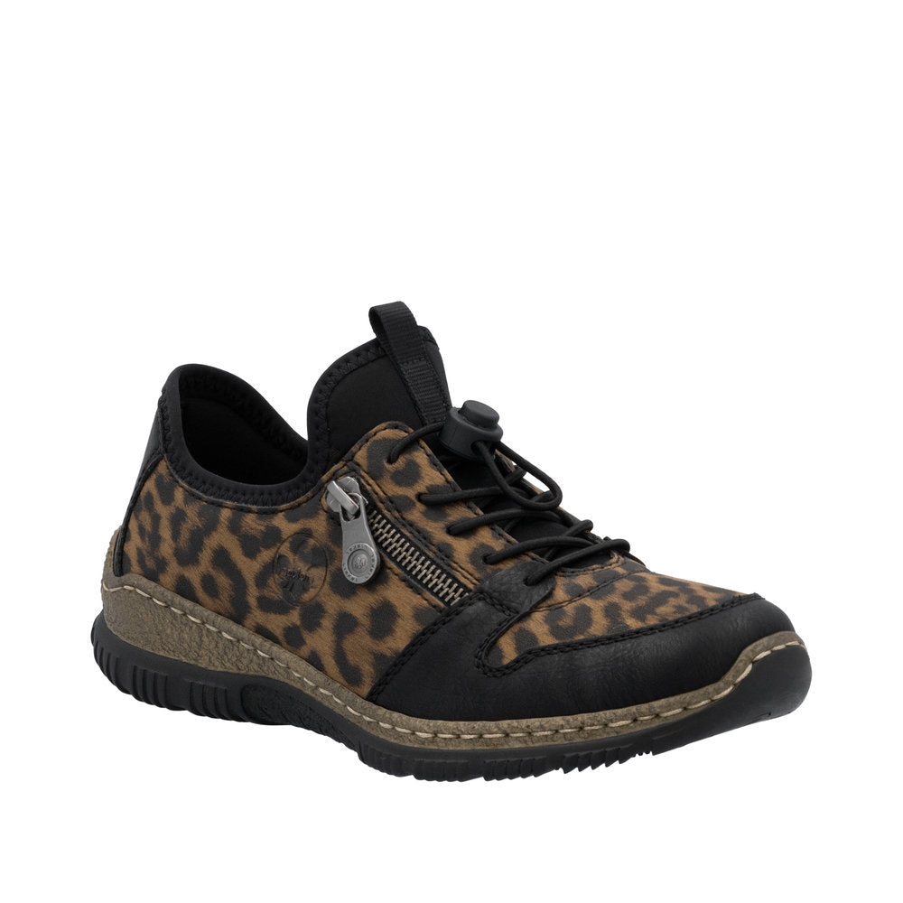 Rieker Damesko med Lynlås i Leopardprint - Udsalg!