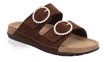 Rohde Slippers med Glimmer i Mocca – Justerbare Remme