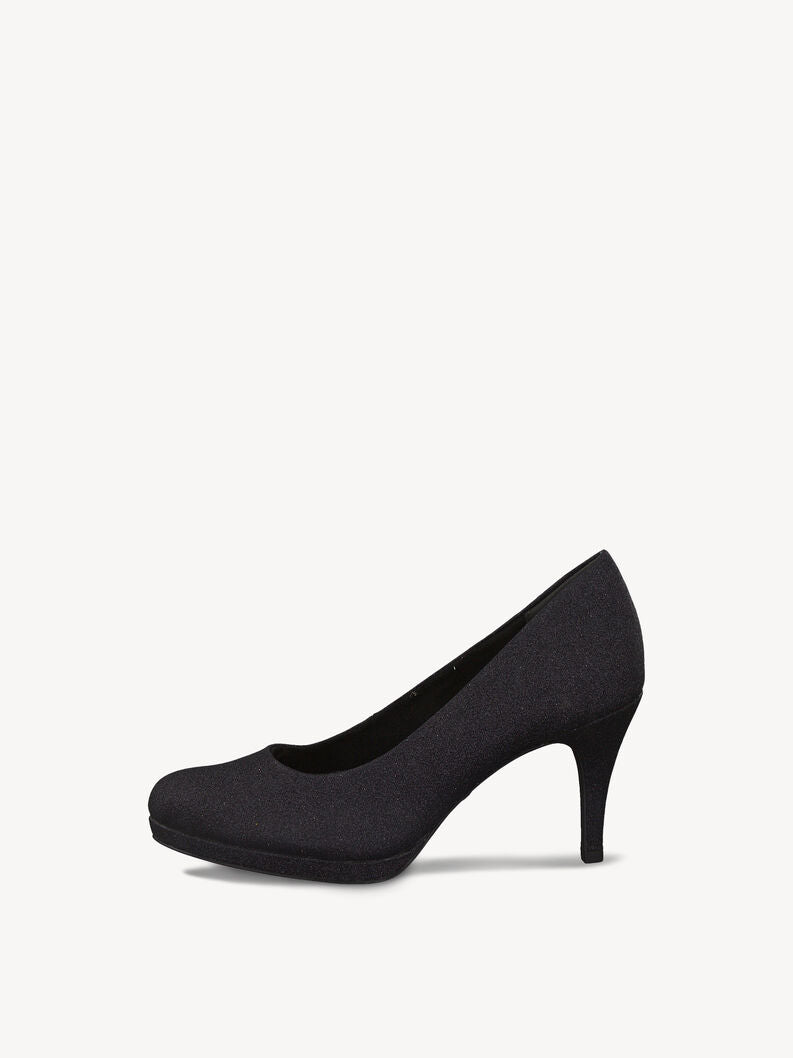 Tamaris Stiletter i Sort Glitter – Elegant Plateau Design