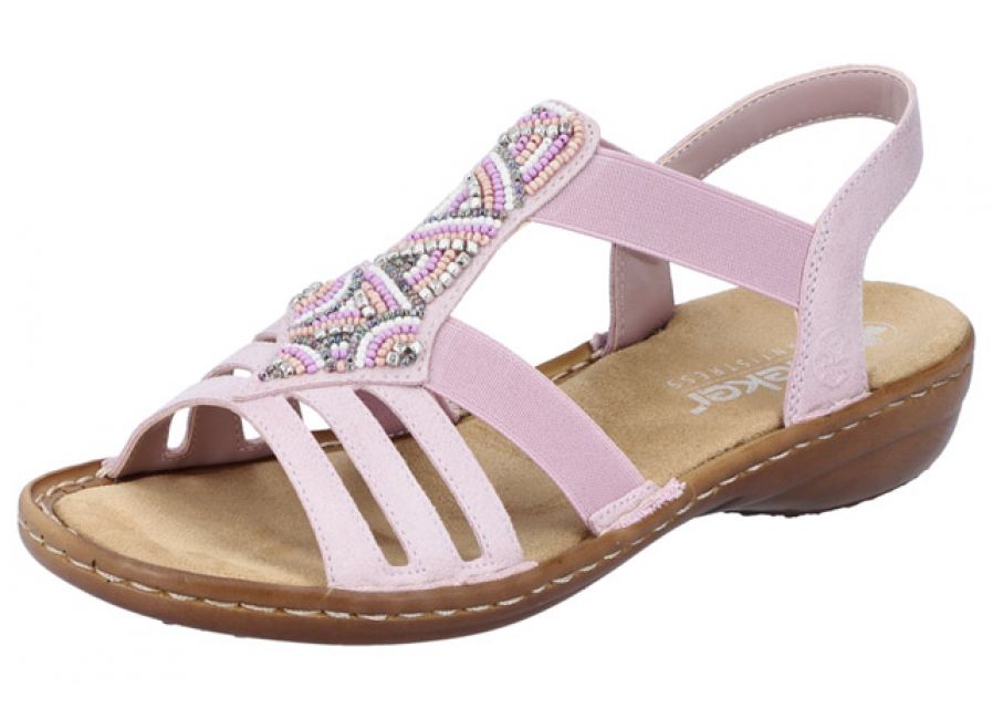 Rieker Damesandal 60801-30 i Rosa - Komfort og Stil