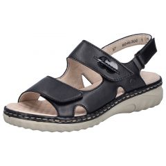 Rieker Sandal til Damer med 3 Velcroremme - Sort 60462-00