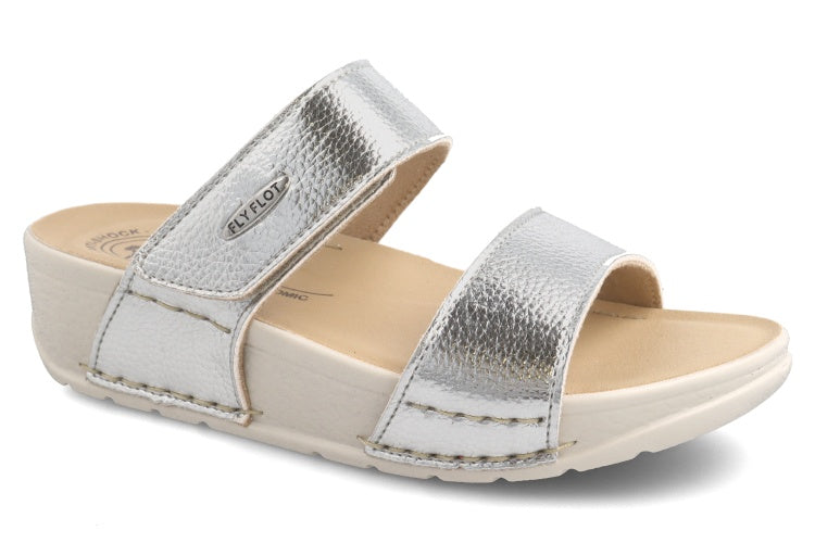 Fly Flot Sølv Slipper med Velcro - Fantastisk Tilbud!