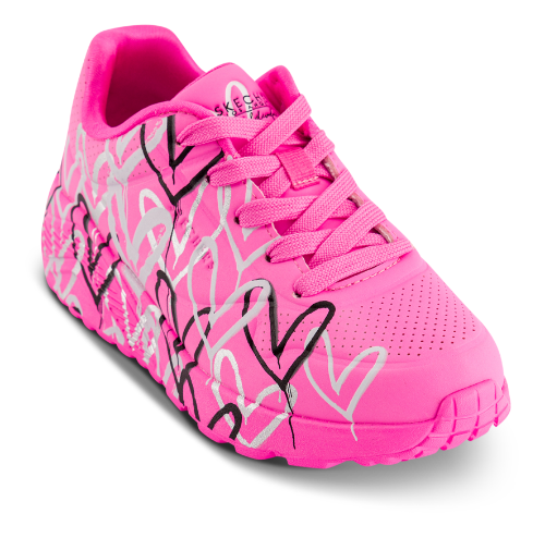 Skechers Børnesko Uno Lite i Pink med Hjertermotiv