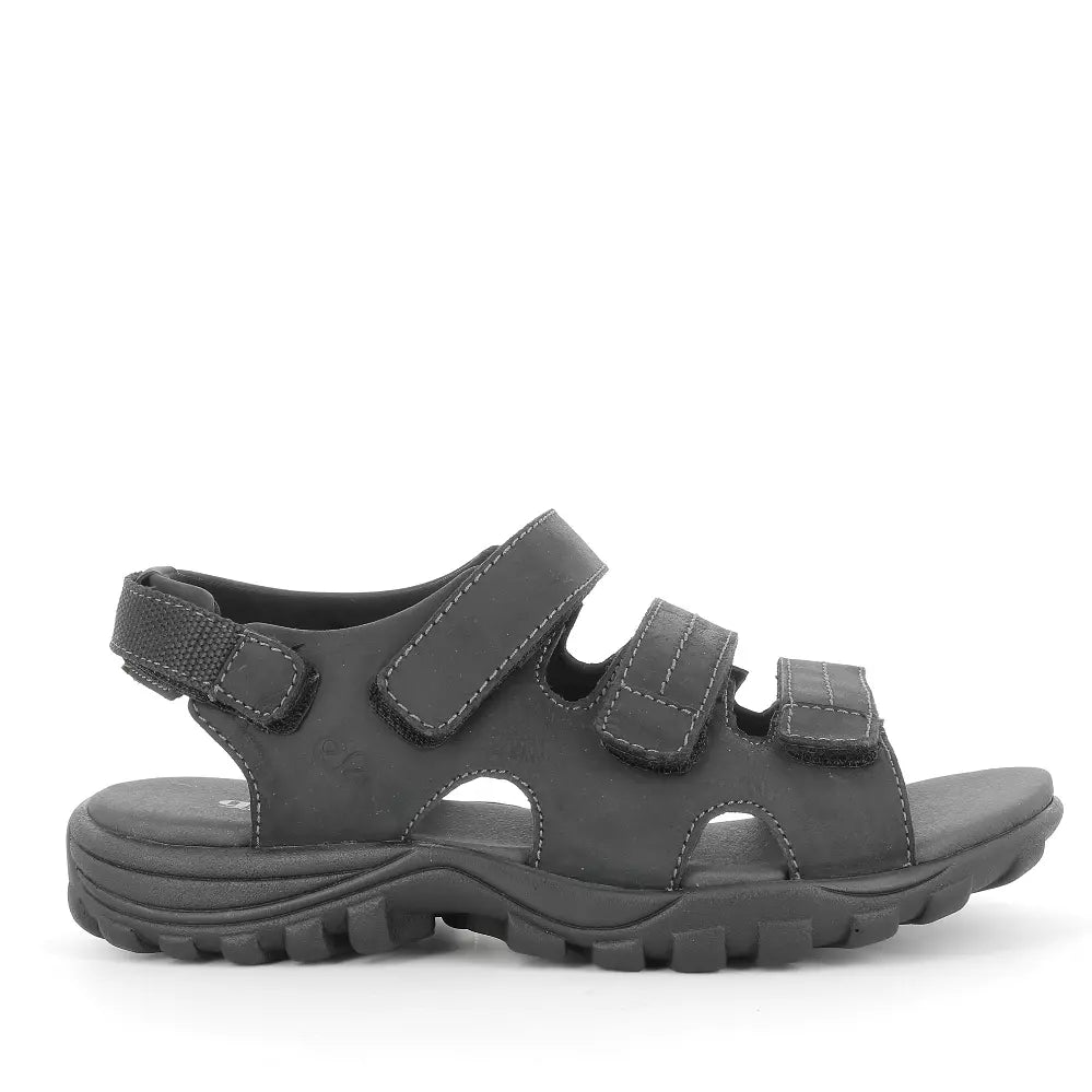 Komfortable Herre Sandaler med 4 Velcroremme - Sort