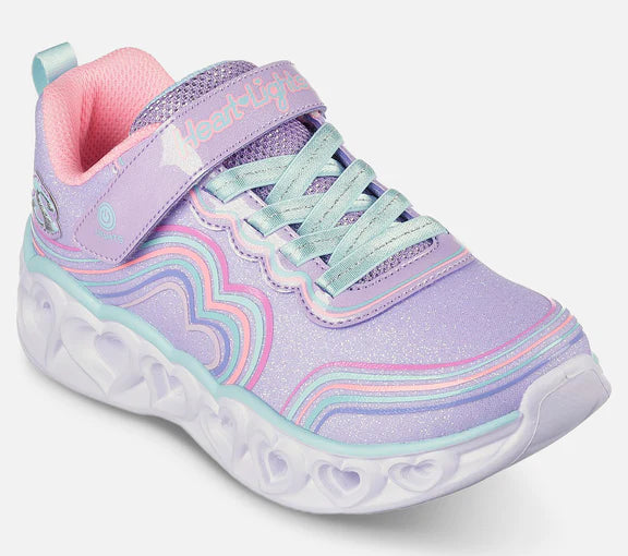 Hjerteformede Blinkesko fra Skechers – Lilla Lysfest!