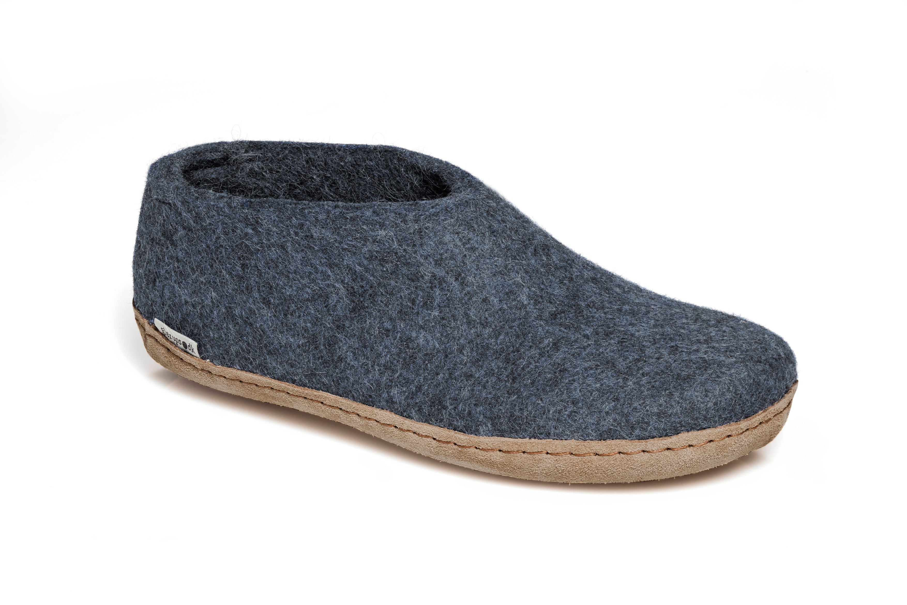 Hjemmesko i denim med skindsål fra Glerups