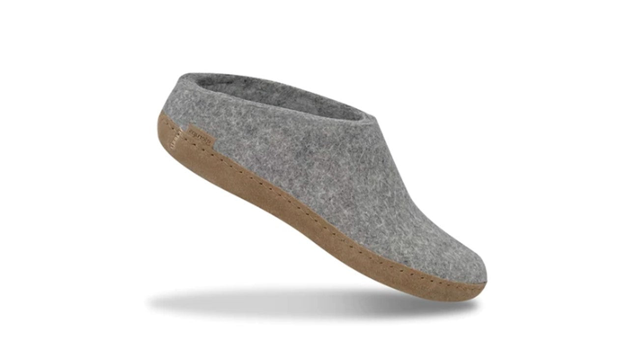 Glerups Hjemmesko med Skindsål – Komfortable Grå Tøfler