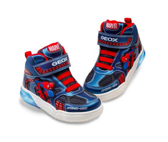 Geox Spiderman Basketstøvler med Lys til Børn - Blå/Rød