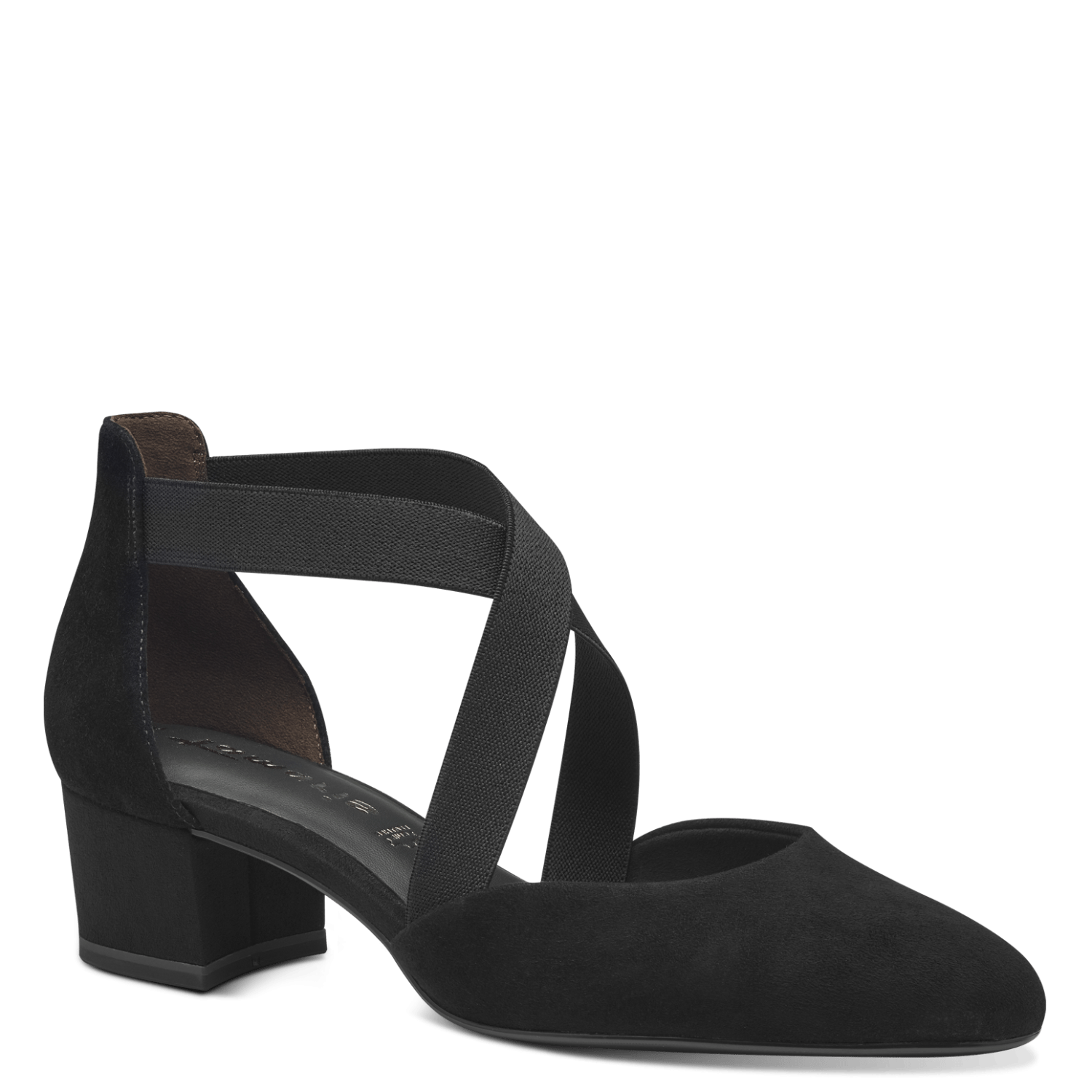 Elegant Tamaris Nubuck Pumps med Fast Hælkappe - Sort