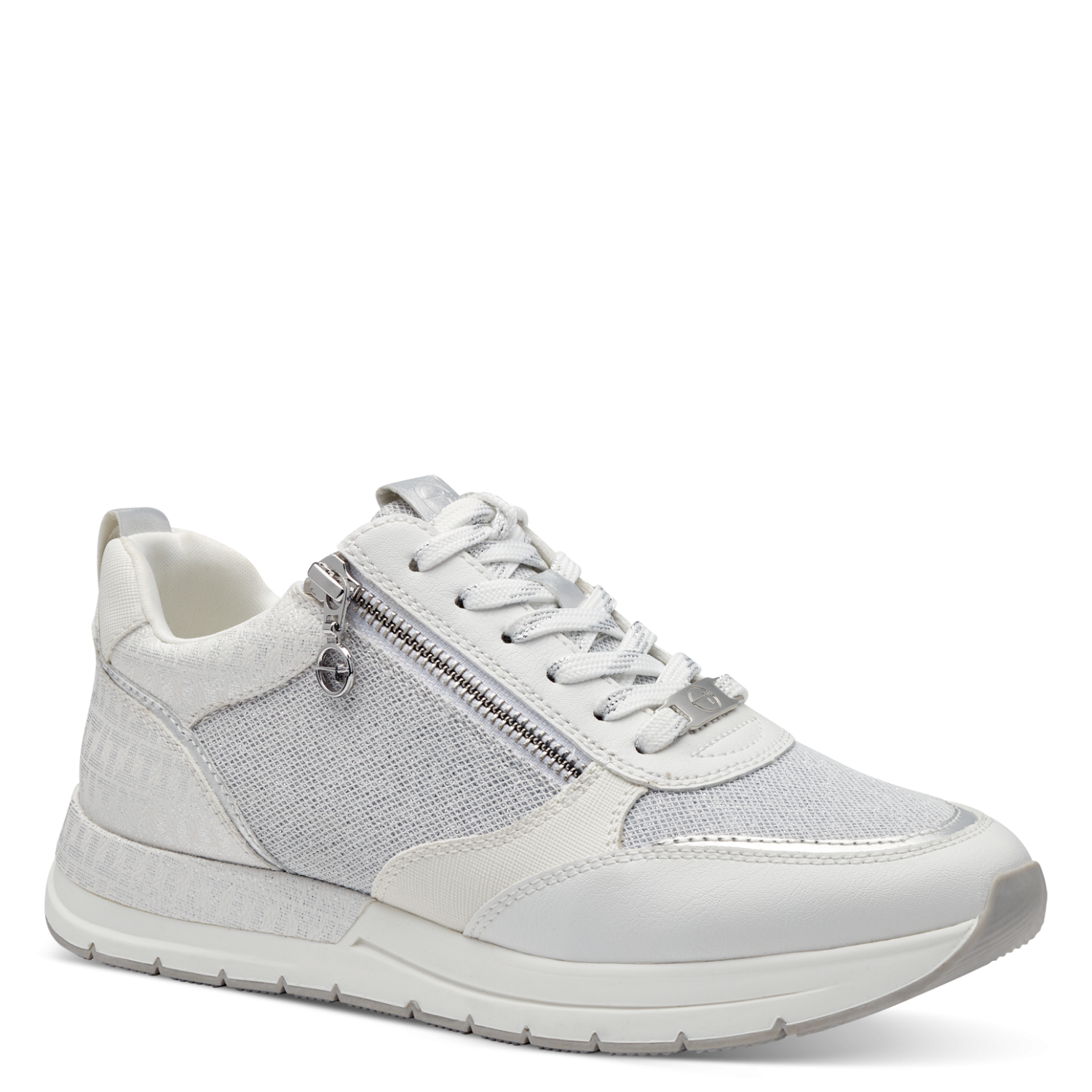 Tamaris Sneakers med Lynlås i Hvid/Sølv – Fantastisk Tilbud!