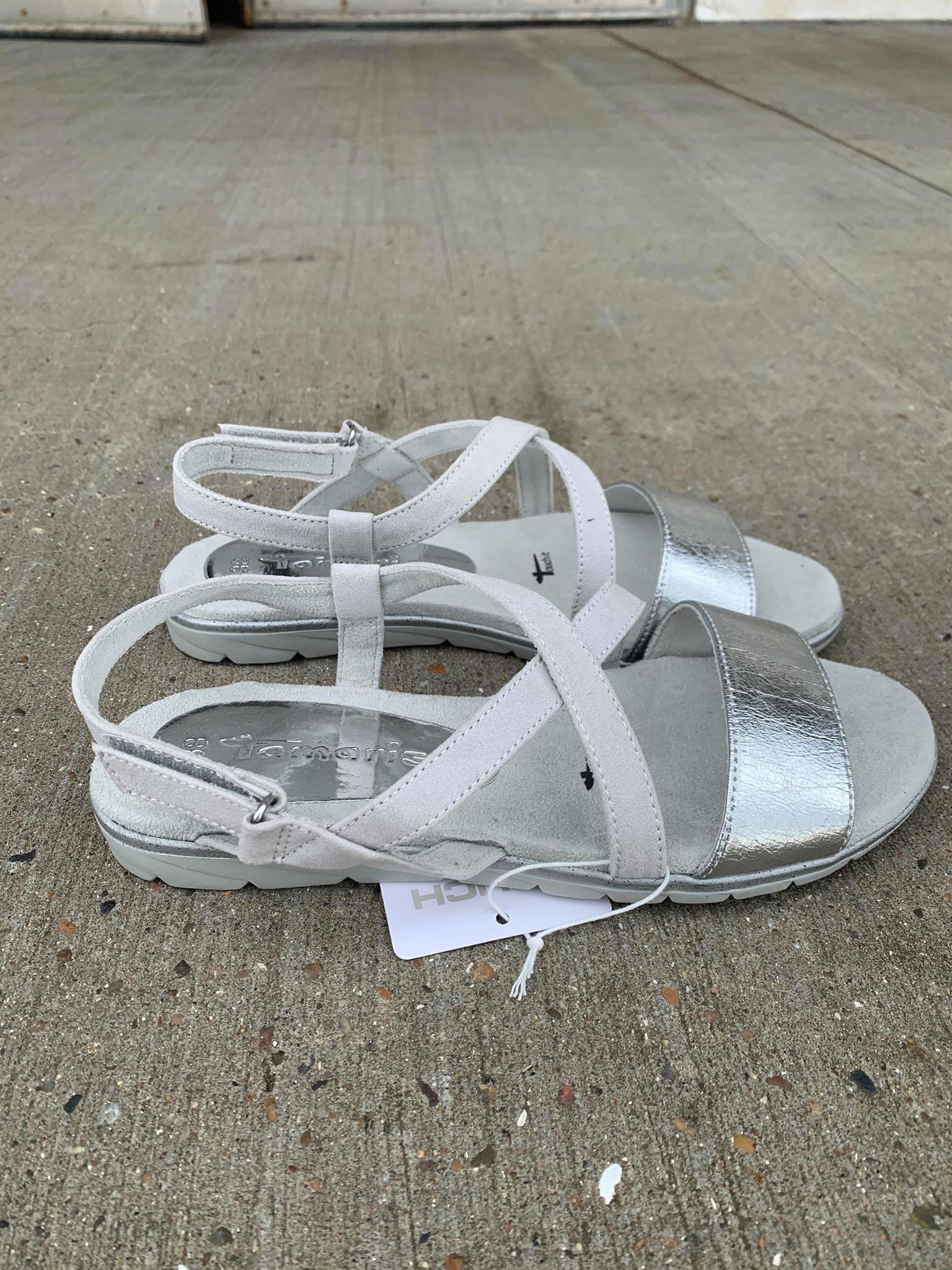 Sølv Tamaris Sandaler med Velcro – Fantastisk Tilbud!