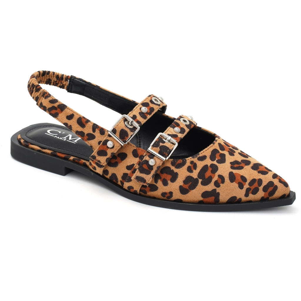 Amelia Dame Slingback Ballerinaer 8316 i Leoparddesign