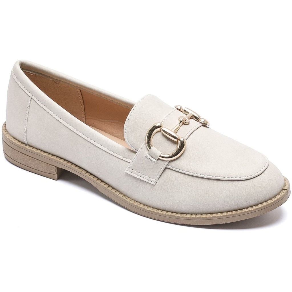 Jessy Dame Loafers Vg261 – Beige med Guld Spænde Udsalg