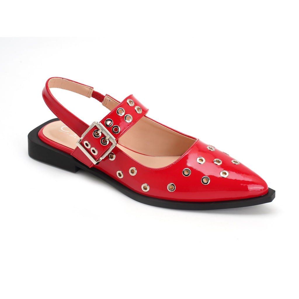 Elyne Slingback Ballerina 8299 i Rød – Trendy Sko Tilbud