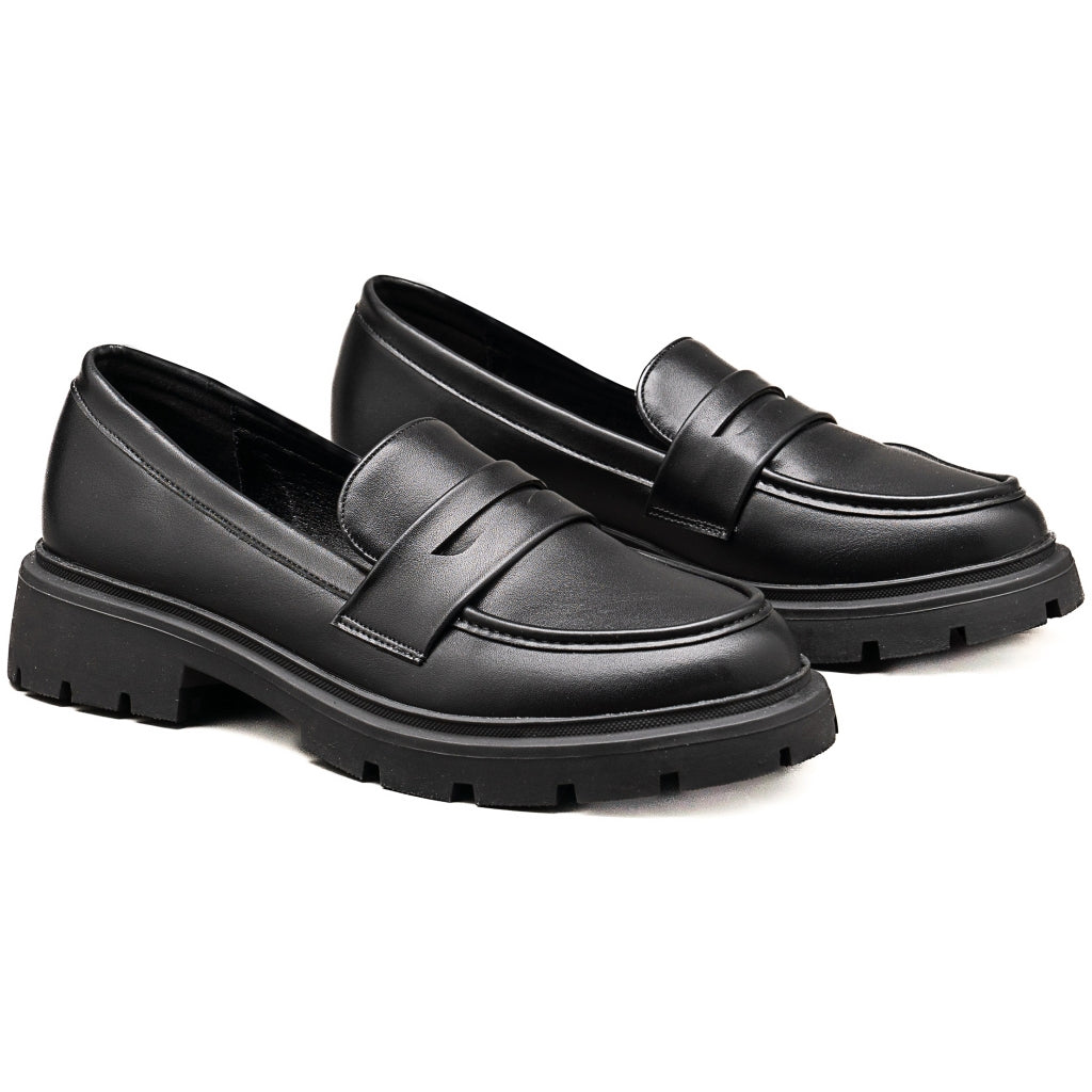 Freya Dame Loafers 77 647 i Sort - Cool Chunky Sko