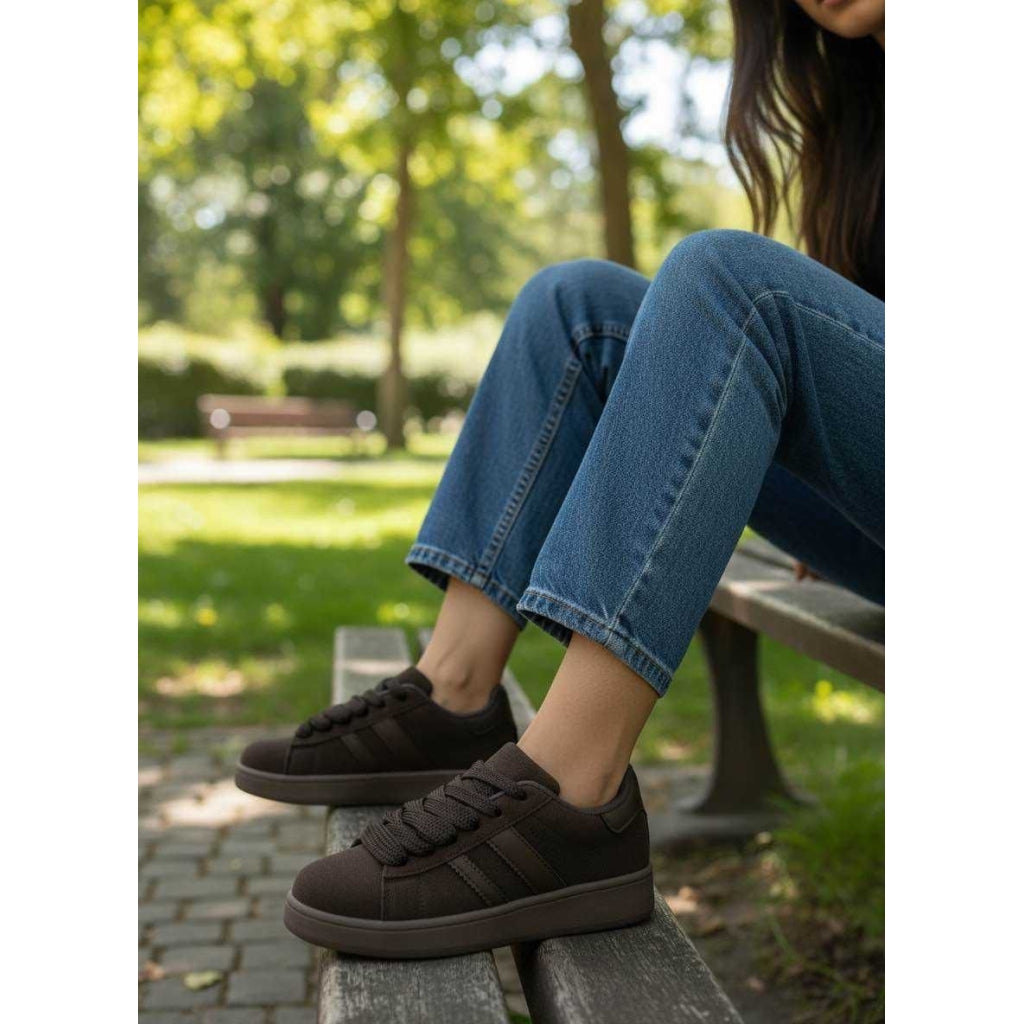 Ginette Dame Chunky Sneakers A 123 - Brune Sko på Tilbud