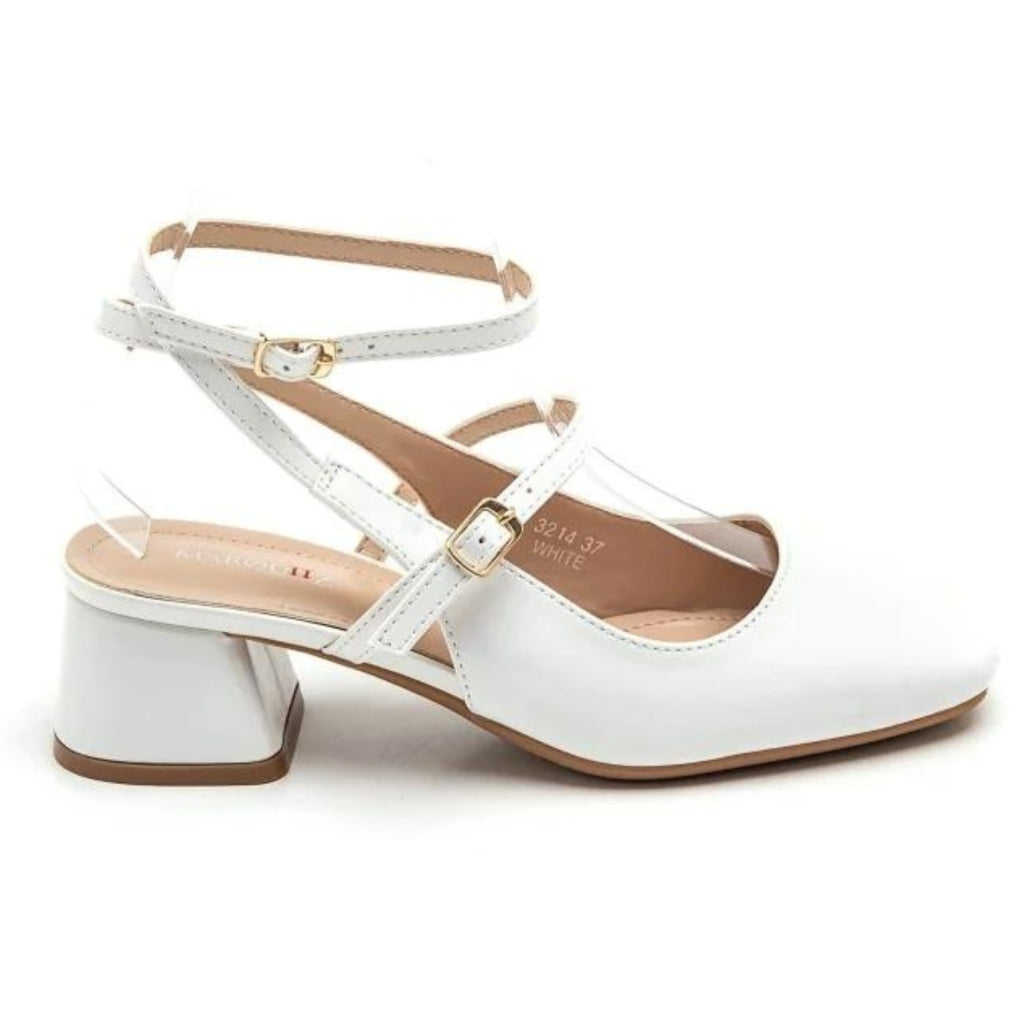 Inge Dame Ballerina Sandal med Hæl – Hvid Udsalg!