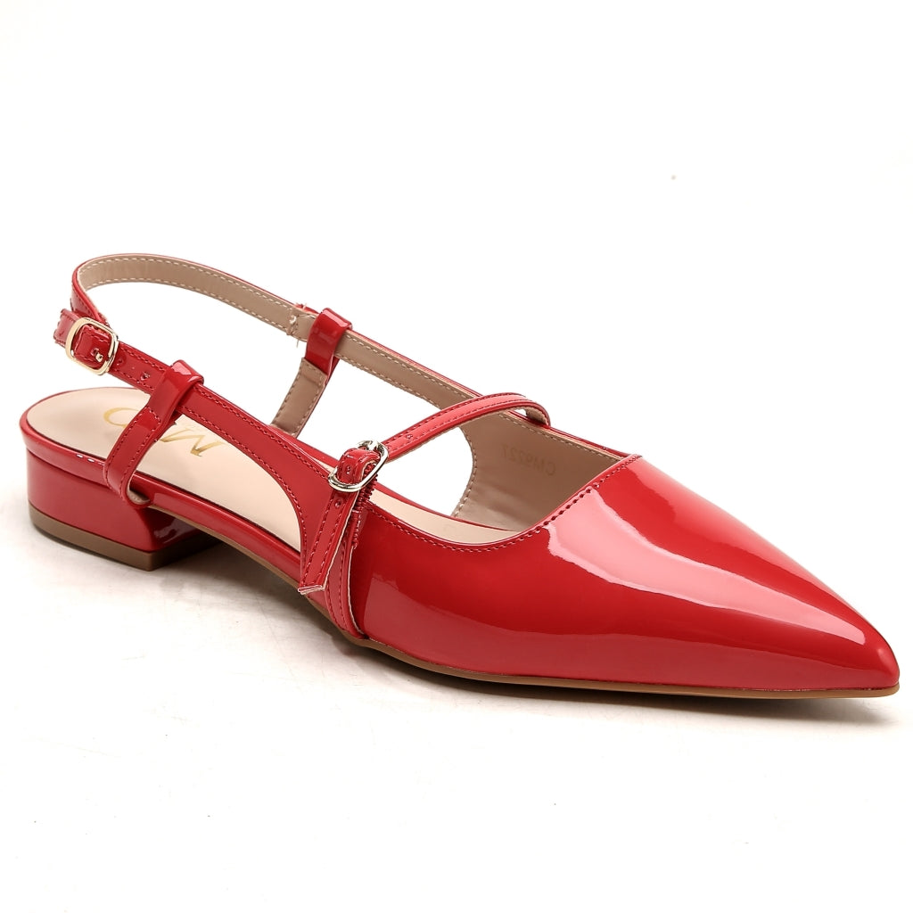 Jeanne Røde Sling Back Ballerina Sko – Elegance til Hverdag!