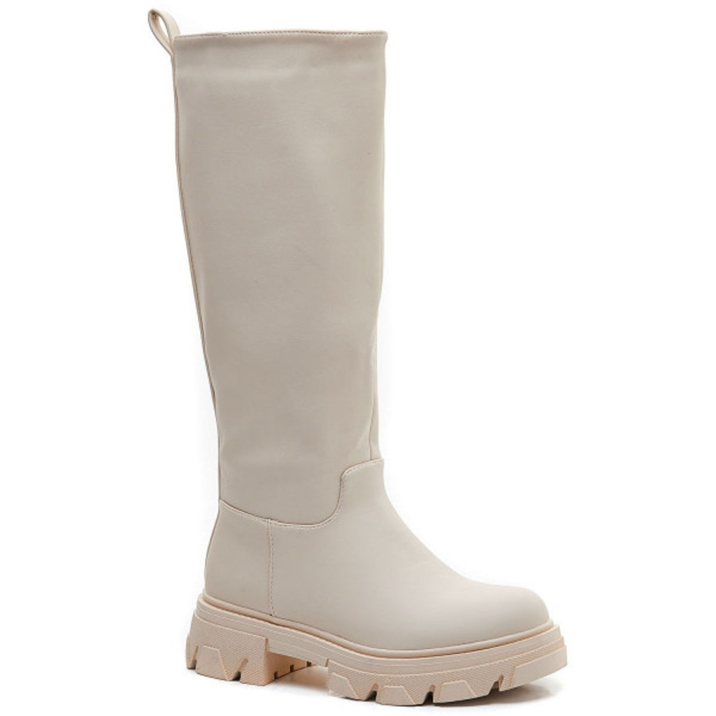 Pilipa Beige Gummi-Look Støvle – Trendy og Komfortabel Stil