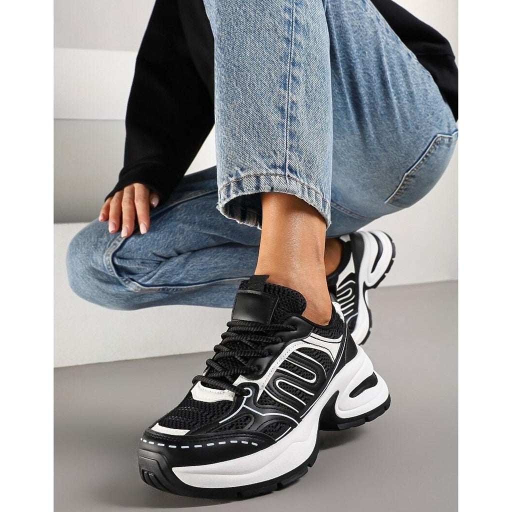 Lucia Dame Chunky Sneakers A 105 - Sorte på Udsalg!