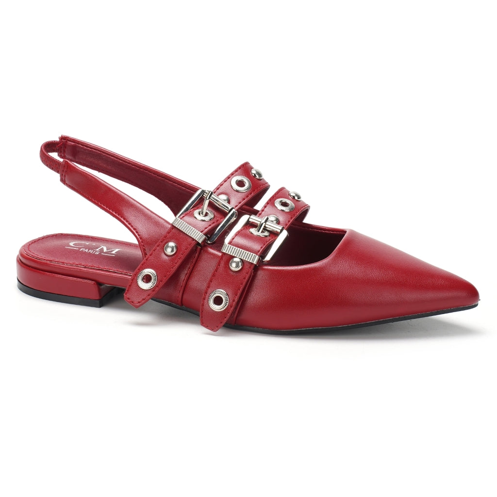 Nadja Slingback Ballerina i Vinrød - Trendy og Komfortabel