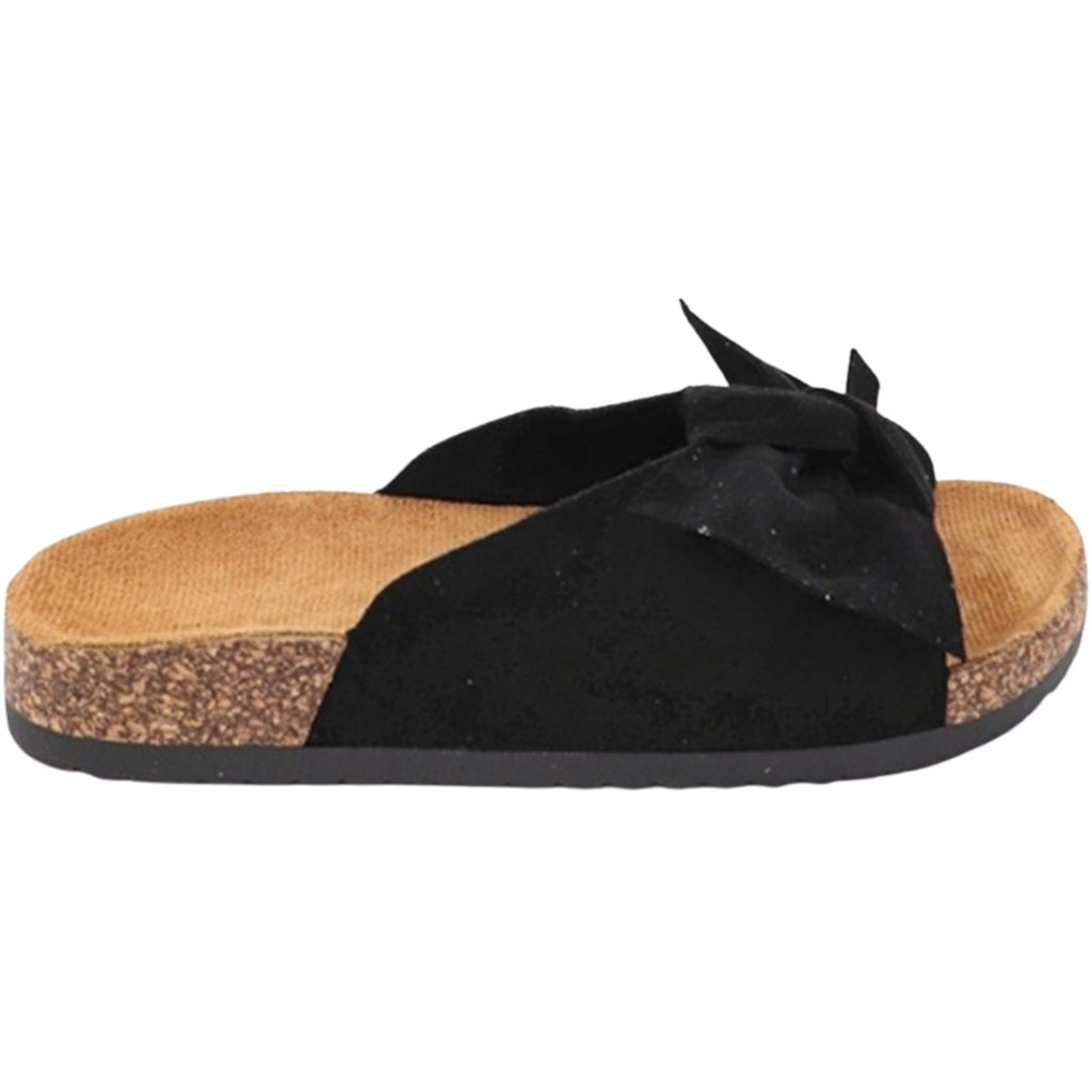 Silja Sandal Df859 – Sorte Slippers med Sløjfe på Udsalg