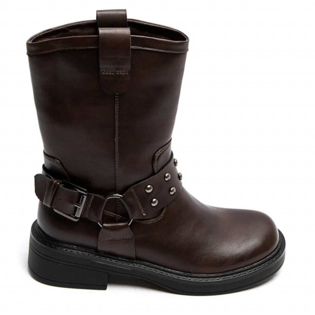 Chunky bikerstøvler med rå detaljer – Victoire 7297 Brun